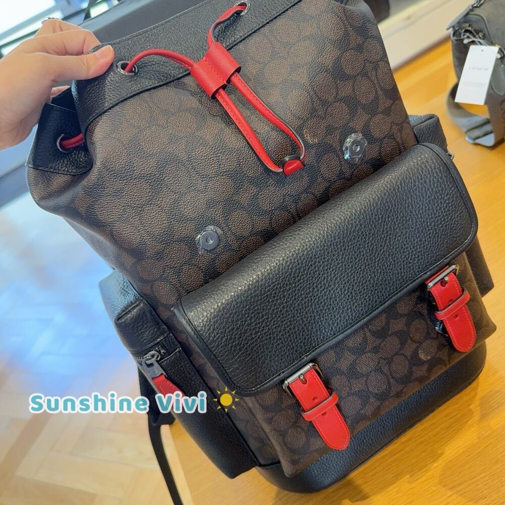 NWT Coach MEN's Sprint Backpack In Signature Canvas Gunmetal CCG13 - Picture 5 of 11